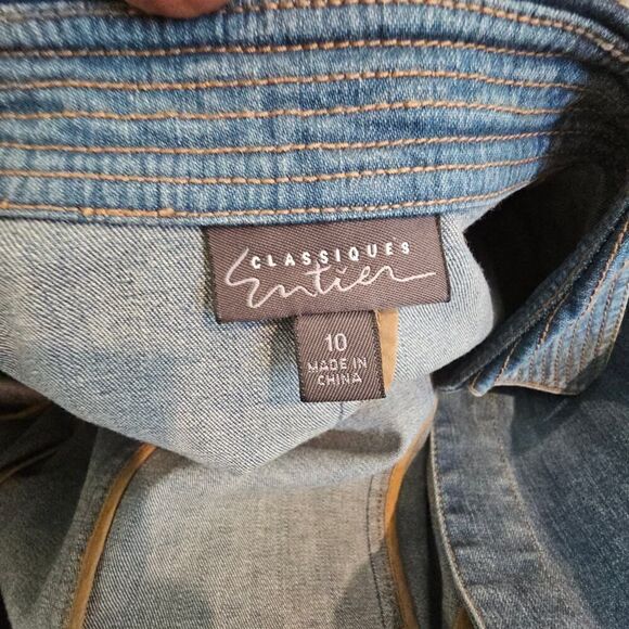 Classiques Entier Vintage Belted Jean Jacket Shirt Size 10 - Picture 5 of 7